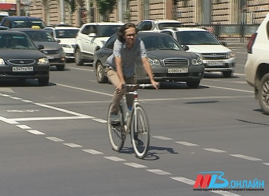 В Волгограде водителей автобусов не смущает соседство с велосипедистами на выделенной полосе