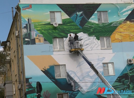 На старой пятиэтажке в Волгограде нарисовали «экологичное» граффити