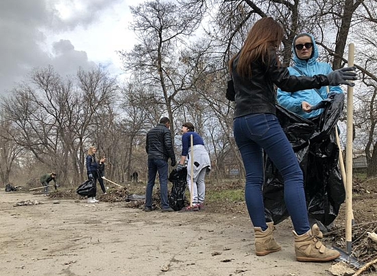 В рамках месячника по благоустройству в Волгограде очищают от мусора парк Металлургов