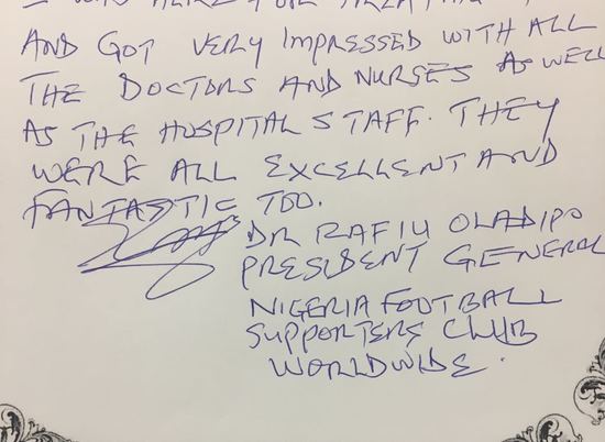 Президент нигерийских болельщиков поблагодарил волгоградских медиков за "фантастически превосходный уровень"