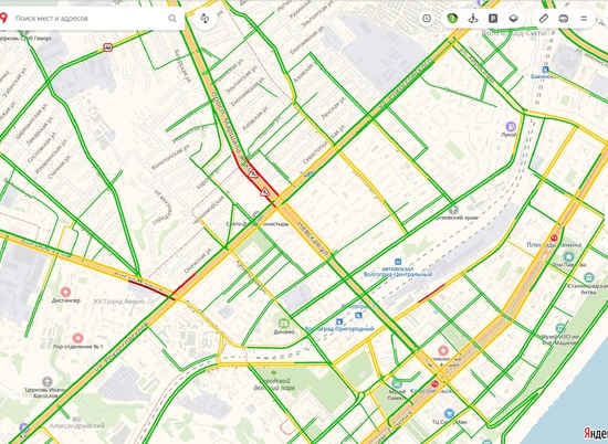 Карта загруженности дорог в воронеже