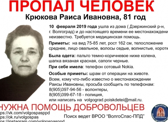 В Волгограде 9 дней ищут 81-летнюю пенсионерку