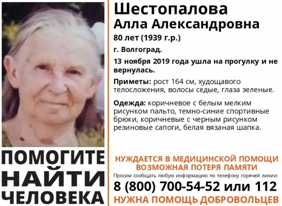 Волонтеры ищут пропавшую жительницу Волгограда