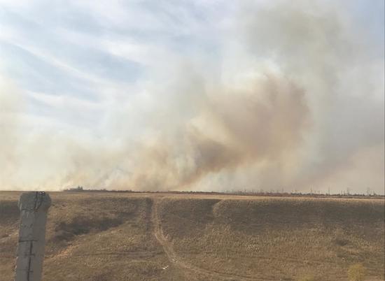 Сильный ветер осложняет тушение пожара в поселке под Волгоградом
