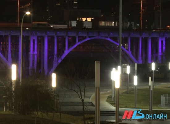 Мост, музей и больница в Волгограде засияли фиолетовым цветом