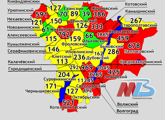 Самые токсичные по коронавирусу районы Волгоградской области — карта