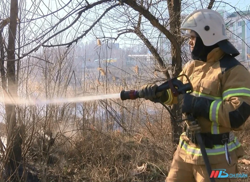 В Волгоградской области пожарный поезд тушил горящую траву в степи
