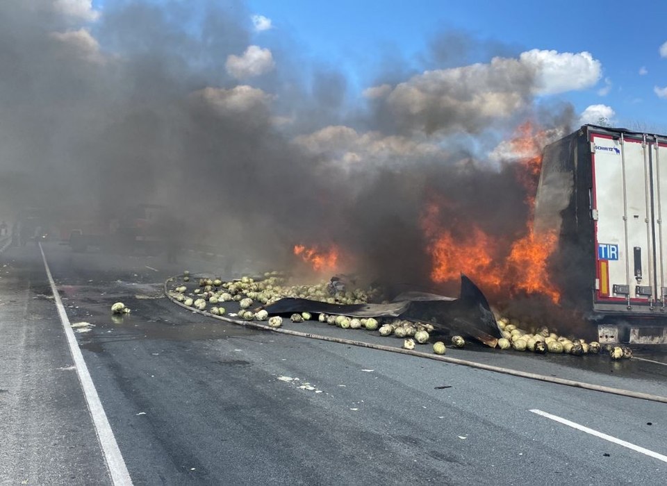 28 апреля на трассе Волгоград – Москва загорелся грузовик с капустой